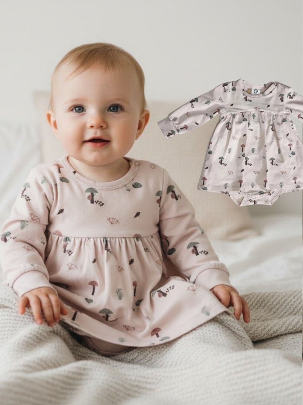 NWT MUSLI of Denmark - GOTS Organic Cotton Baby Dress Made in Ukraine size 3/6m